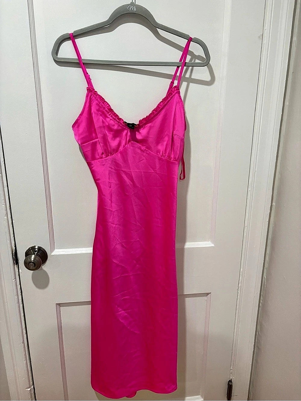 Satin Midi Dress in Pink Size Medium Like New